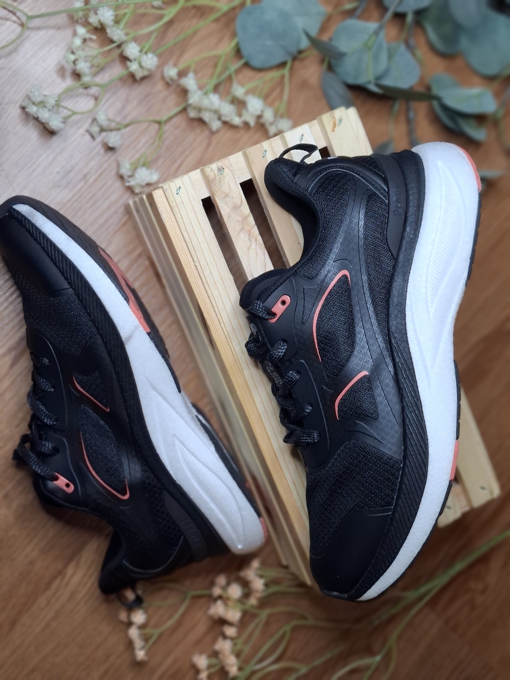 Propet Black Sneakers with Coral Accents